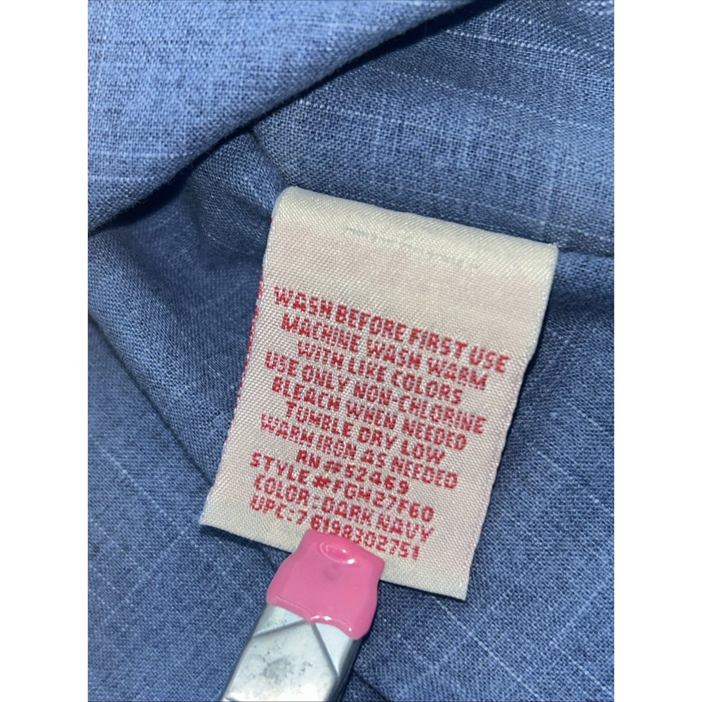 Faded Glory Blue Chambray Shirt Size Medium Short Sleeve 1 Pocket 100% Cotton - Picture 8 of 9